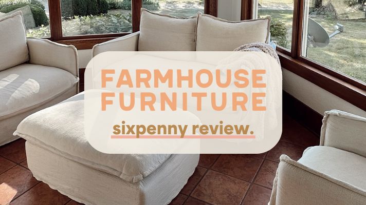 farmhouse furniture sixpenny review, sunroom with furniture