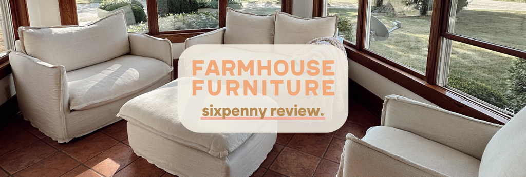 farmhouse furniture sixpenny review, sunroom with furniture