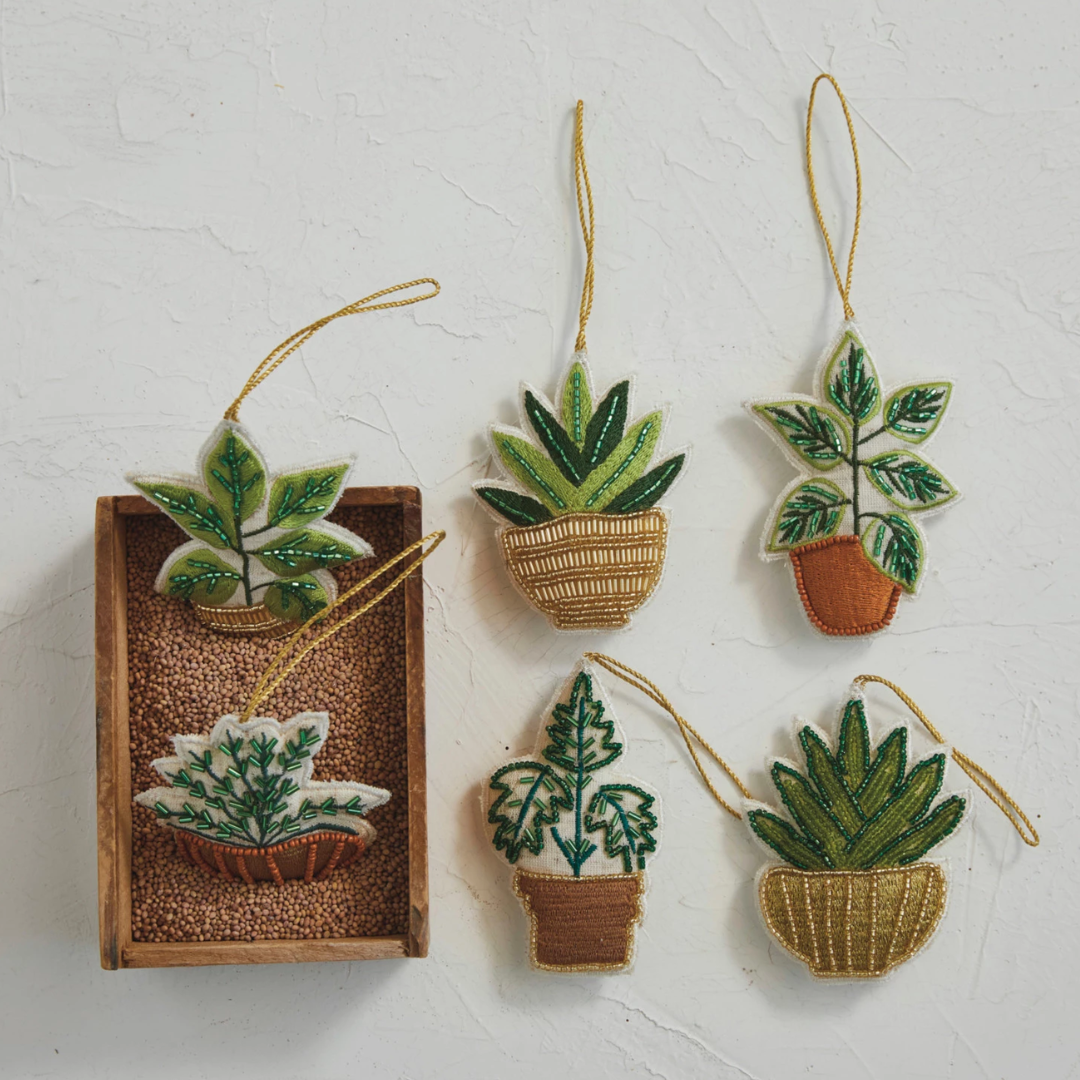 succulent ornament Embroidered Potted Plant Ornament – Daydream Abode
